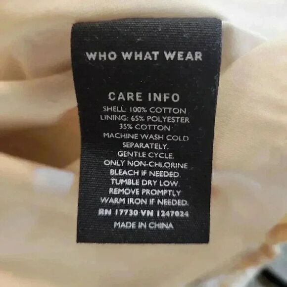 Who What Wear Women's Tan & White Cotton Large Gingham Checked Lined Dress w Ruf - Picture 14 of 14